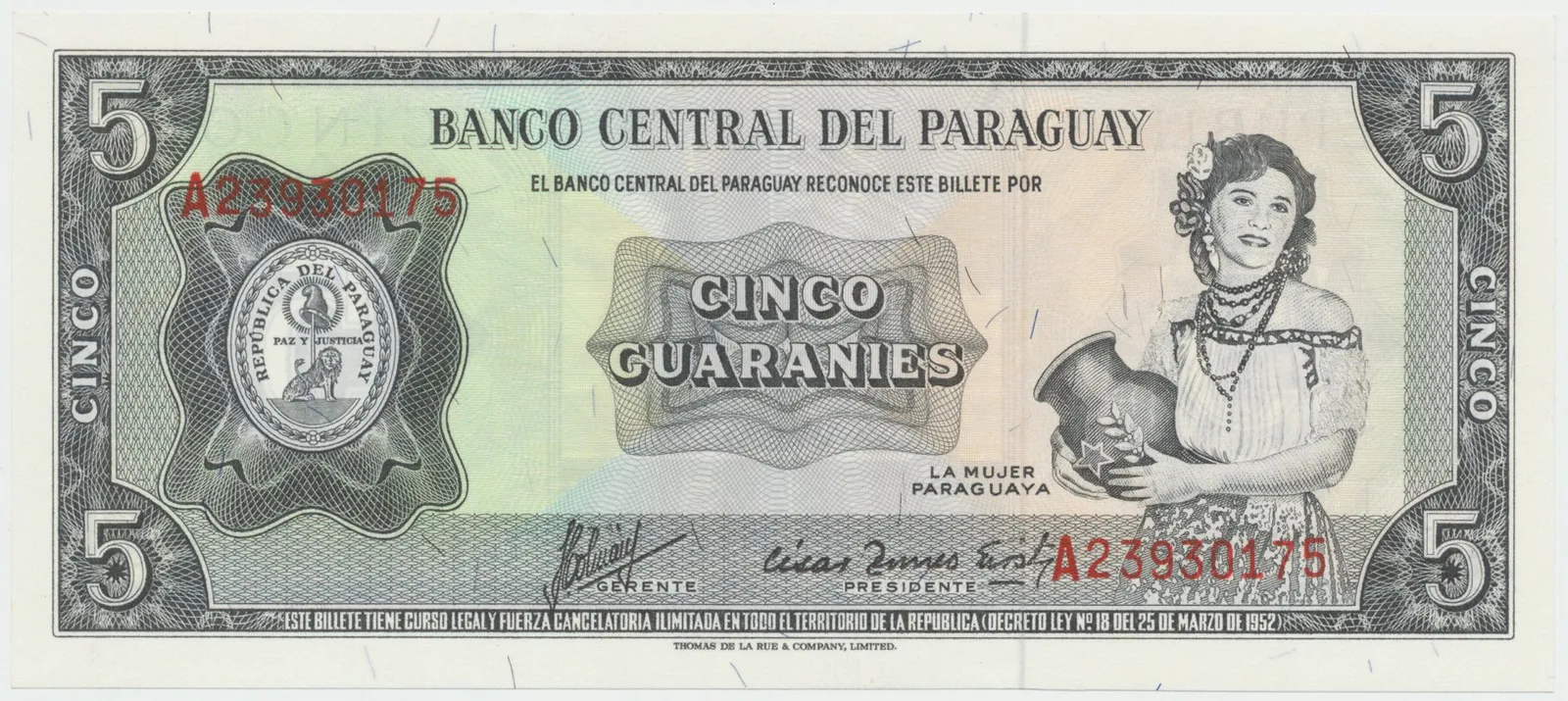 Paraguay, 5 Guaranies (1963-), P.195b
