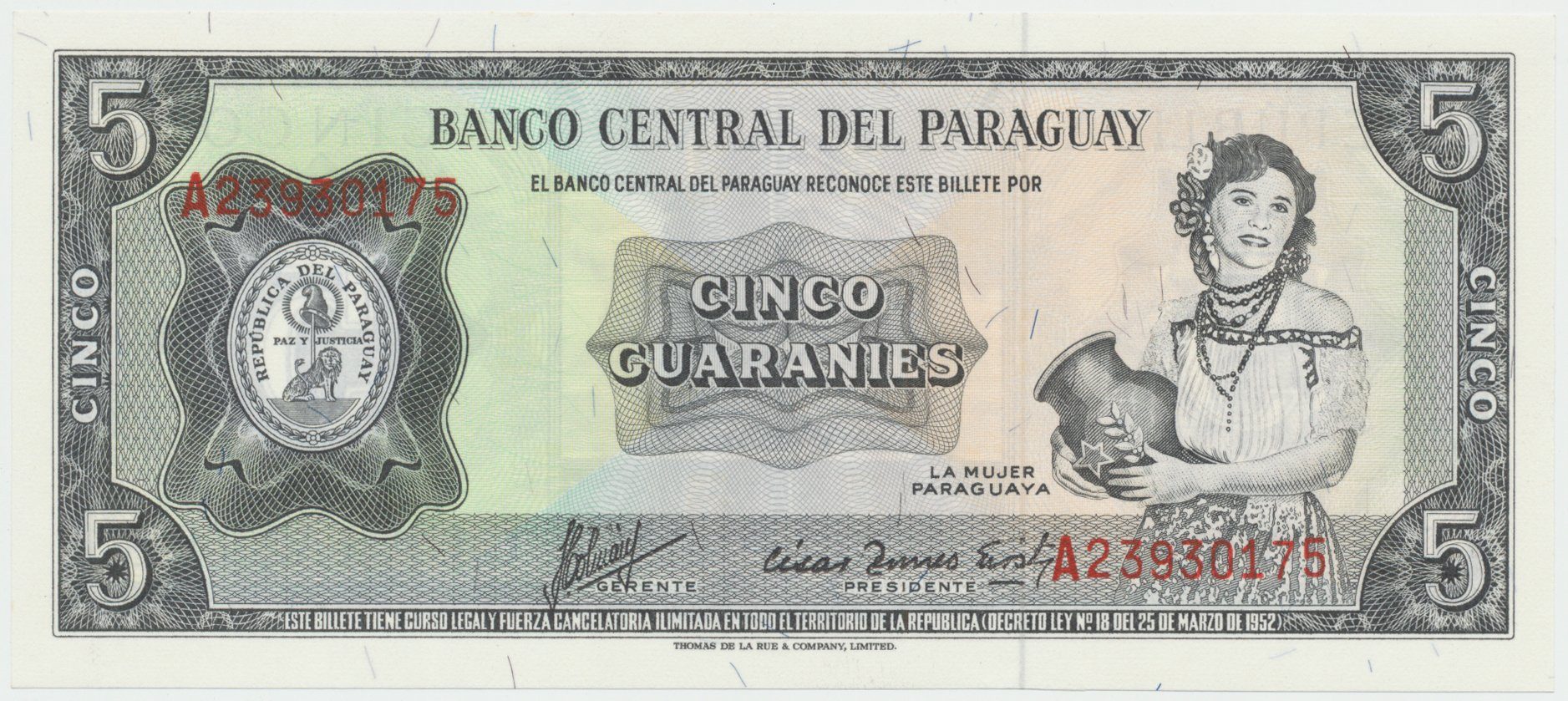 Paraguay, 5 Guaranies (1963-), P.195b
