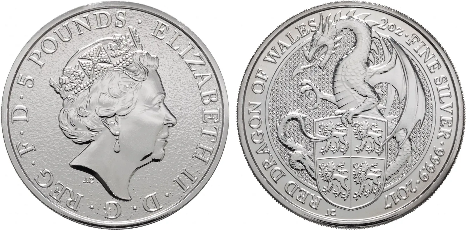Velká Británie, 5 Pounds 2017 - Red Dragon of Wales