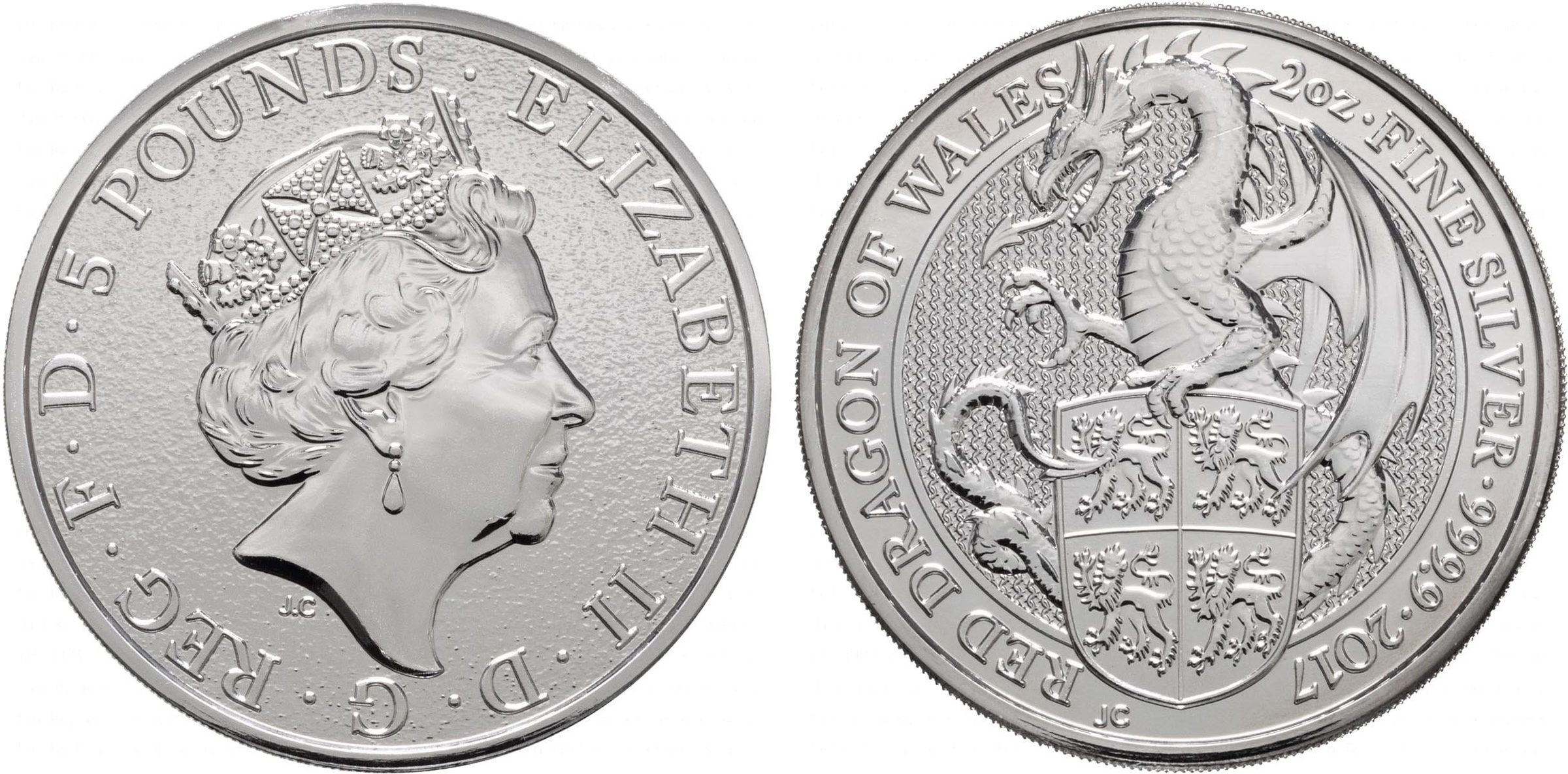 Velká Británie, 5 Pounds 2017 - Red Dragon of Wales