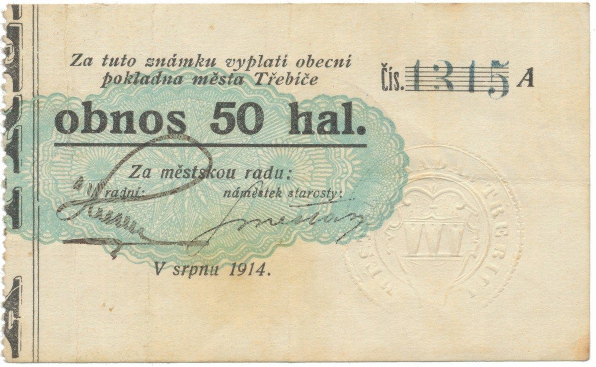 Třebíč - město, 50 hal srpen 1914, série A, HH.223.5.4d