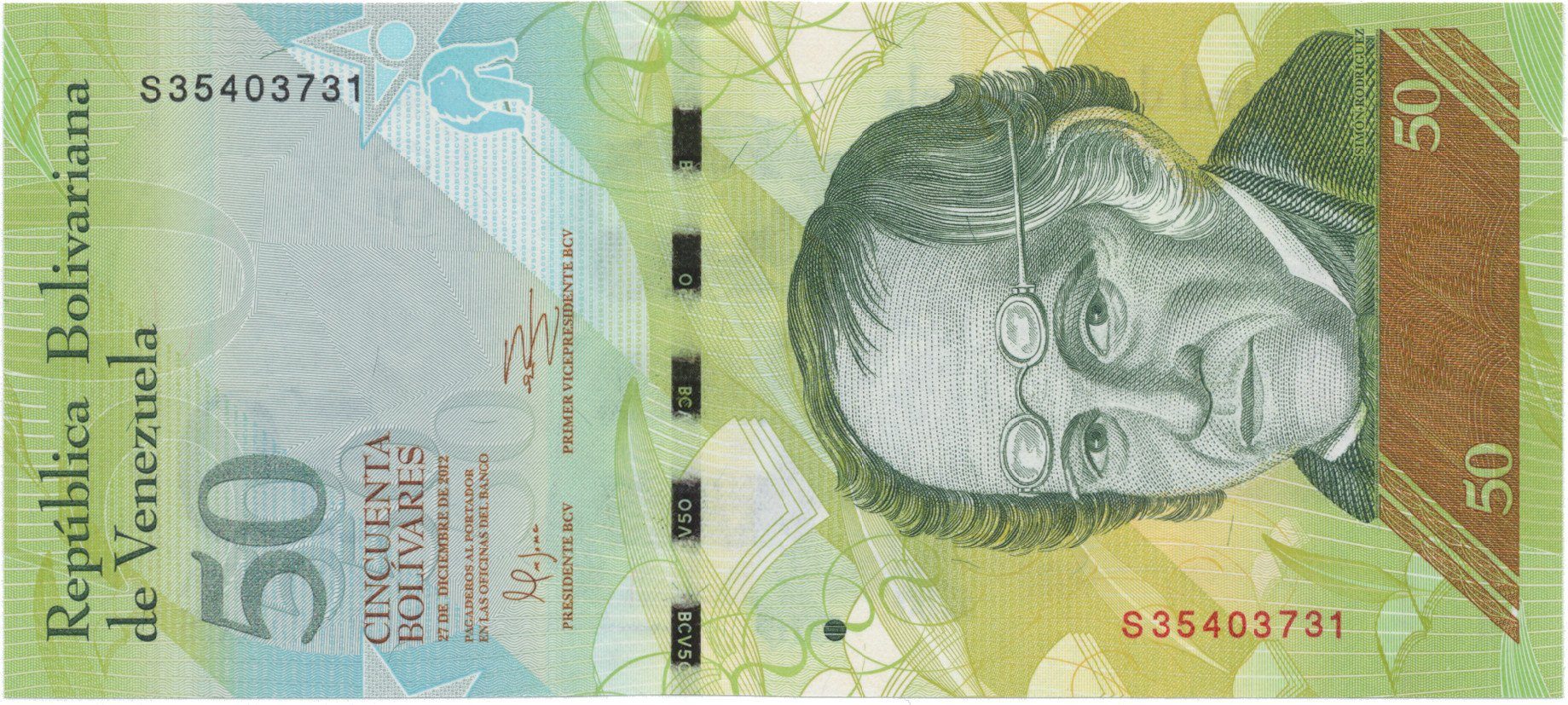 Venezuela, 50 Bolivares 2012, P.92g