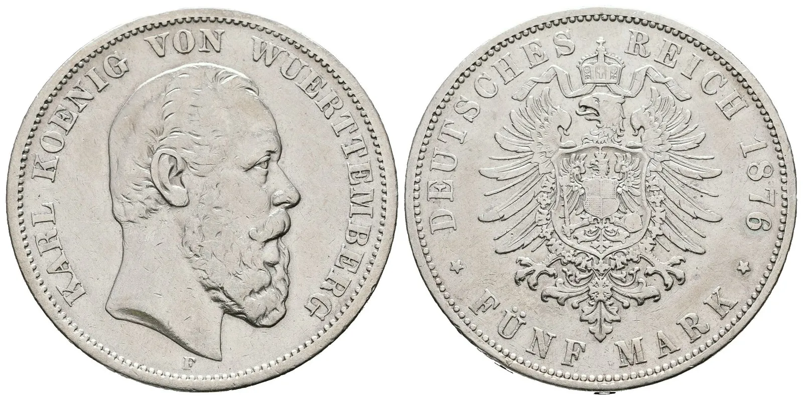 Württembersko, 5 Marka 1876 F