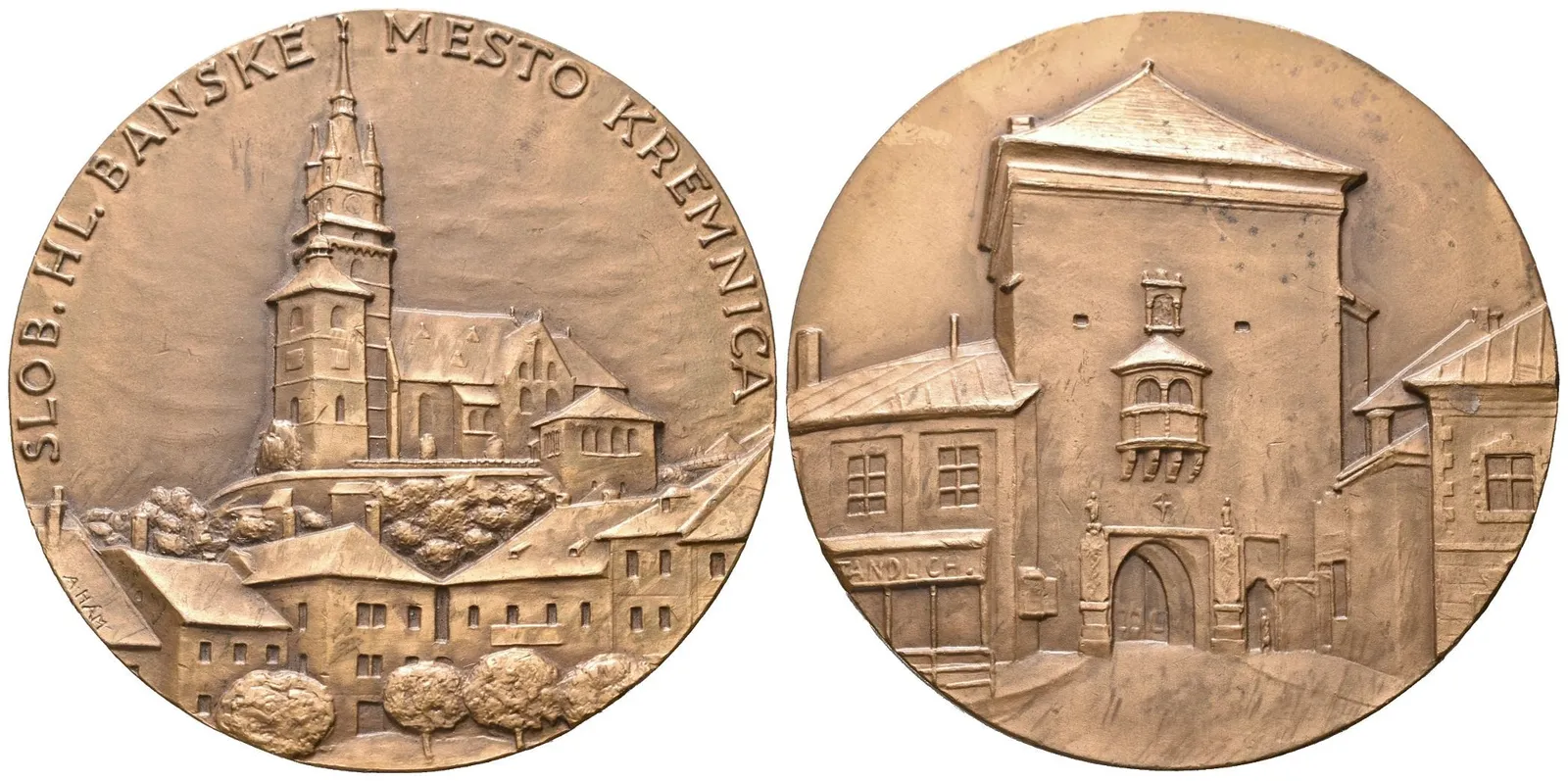 AE Medaile b.l. - Svobodné město Kremnica. Bronz 60 mm, etue — 1
