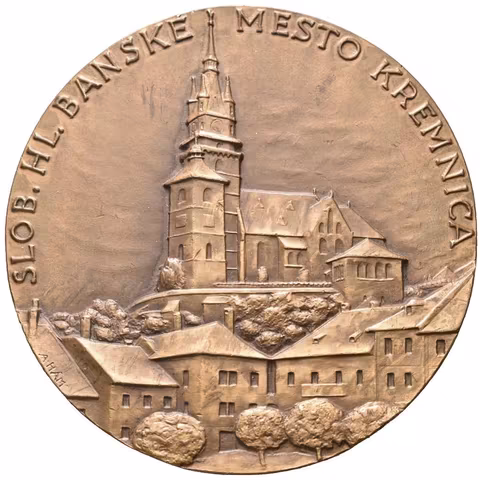 AE Medaile b.l. - Svobodné město Kremnica. Bronz 60 mm, etue