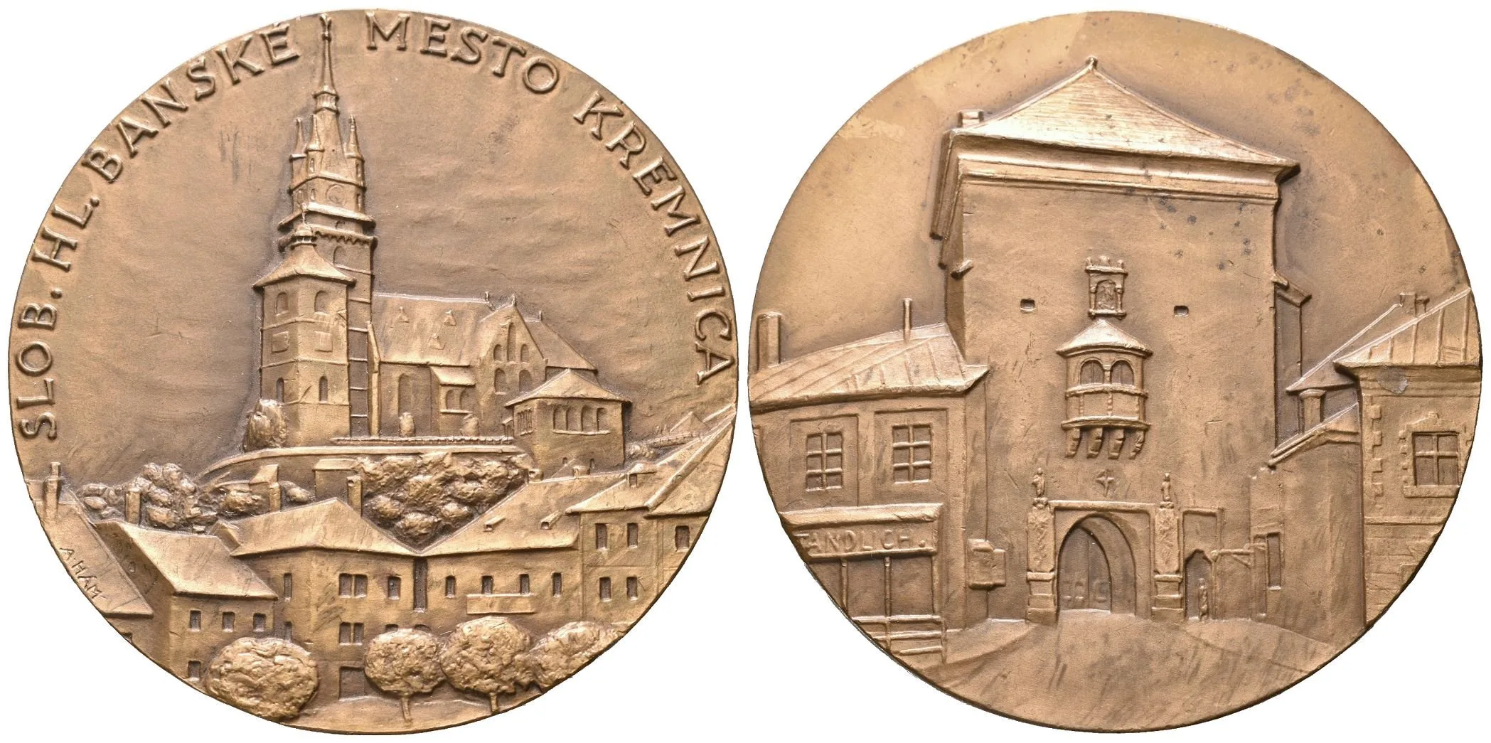 AE Medaile b.l. - Svobodné město Kremnica. Bronz 60 mm, etue — 1