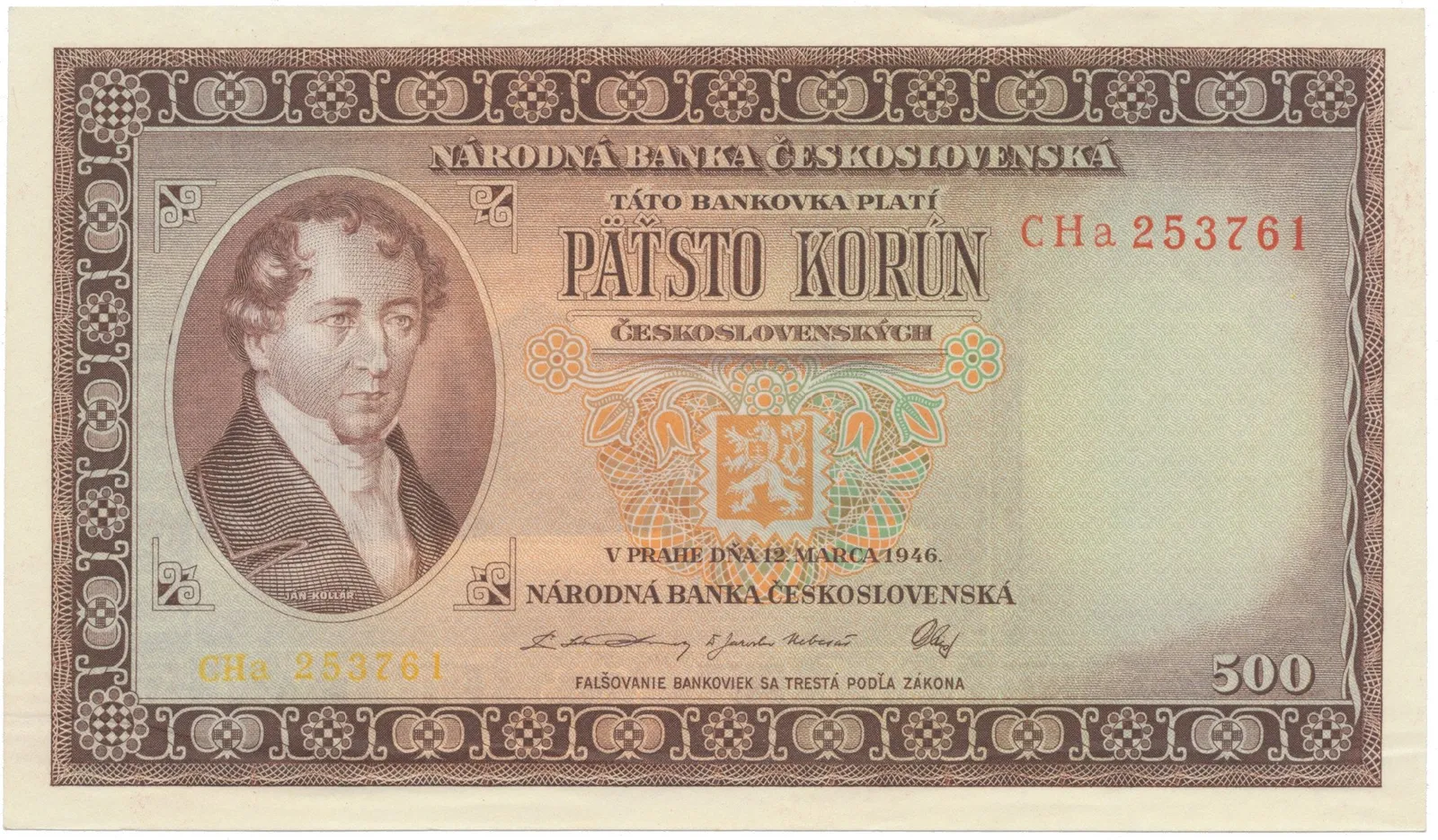 500 Koruna 1946, série CHa, Hej.81b