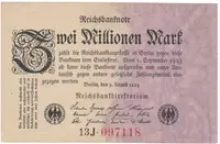Německo, 2 Millionen Mark 1923, Ro.102b