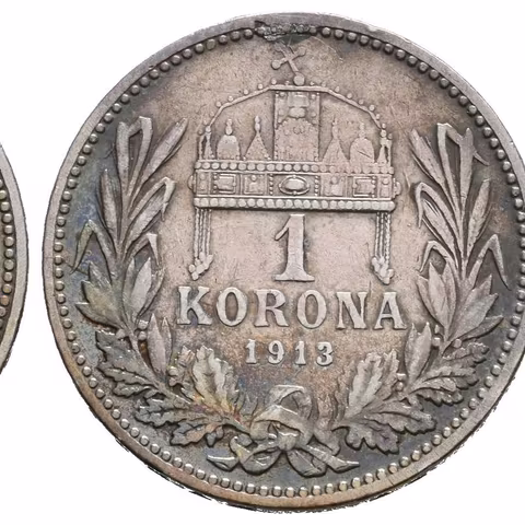 1 Koruna 1913 KB, patina, škr., zbytky lesku, m.o._RR!