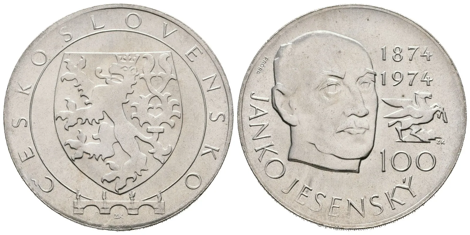 AR Medaile 1974 (Z. Kolářský) - Janko Jesenský, nerealizovaný návrh pamětní mince, — 1