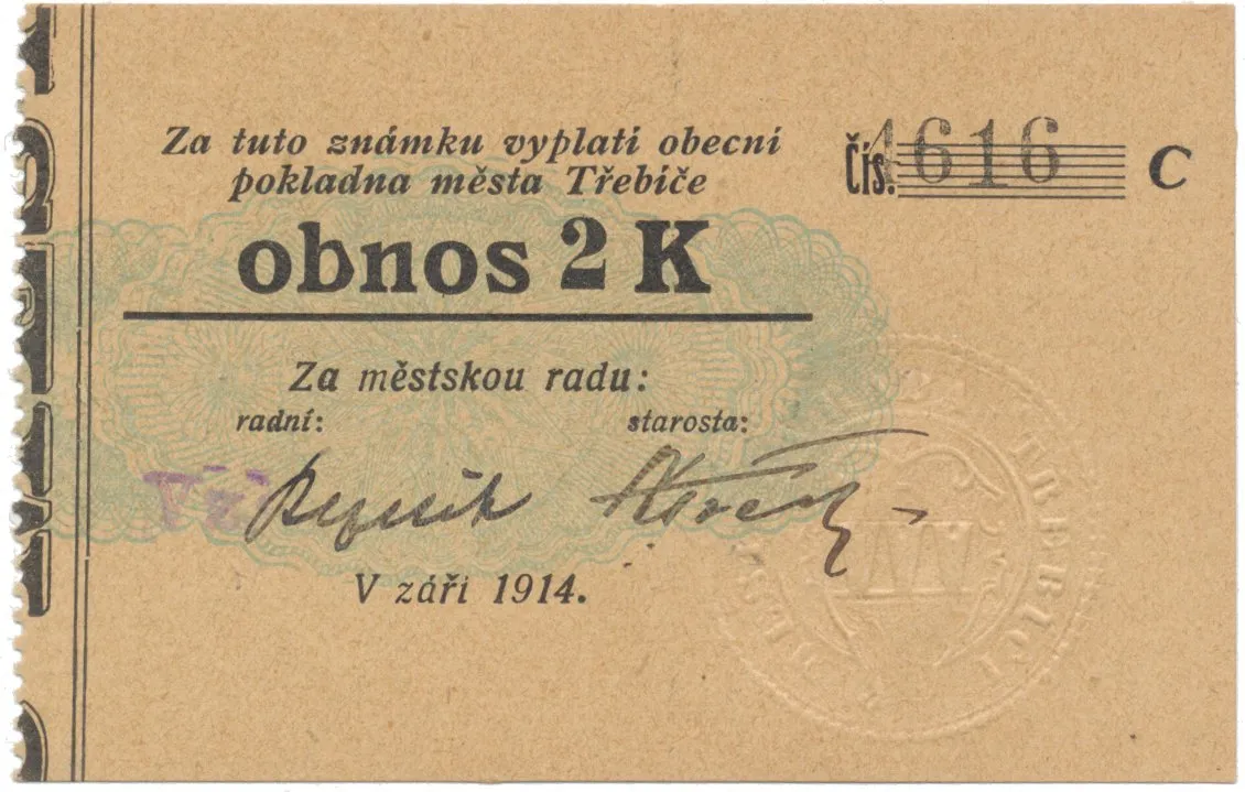 Třebíč - město, 2 K září 1914, silnější K, HH.223.5.11c1
