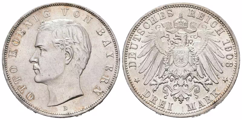 Bavorsko, 3 Marka 1908 D
