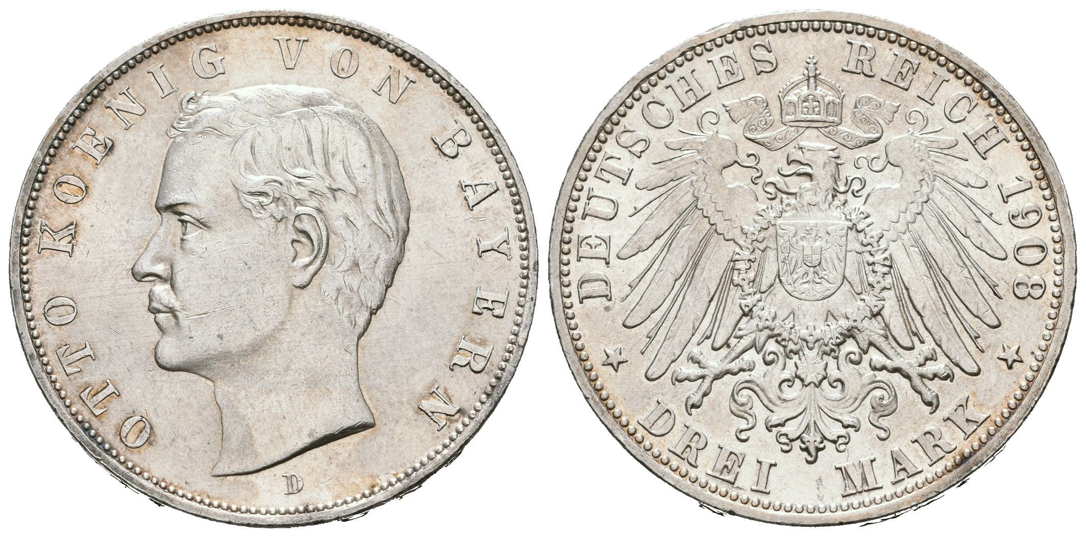 Bavorsko, 3 Marka 1908 D