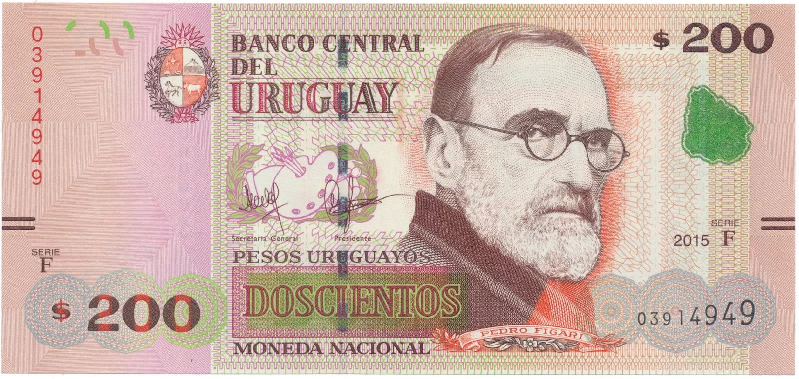Uruguay, 200 Pesos Uruguayos 2015, P.96a