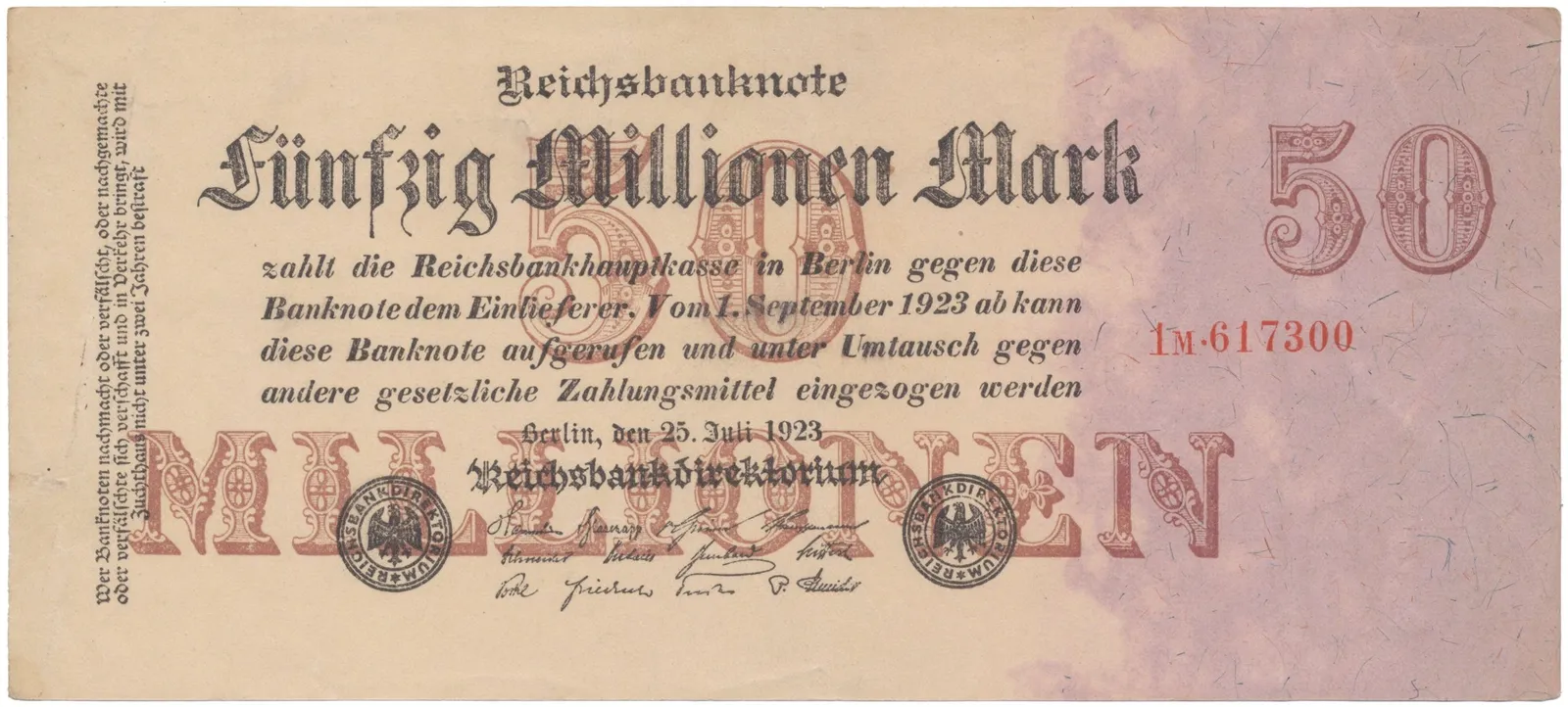 Německo, 50 Millionen Mark 1923, Ro.97b