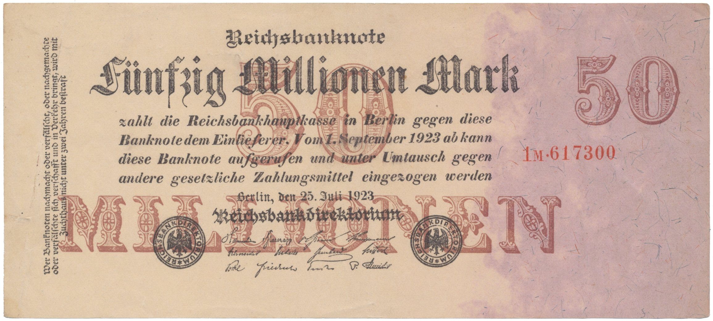 Německo, 50 Millionen Mark 1923, Ro.97b