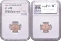 10 Haléř 1935, etue NGC, hodnocení MS 64 RD, luxusní zachovalost_R! — 2