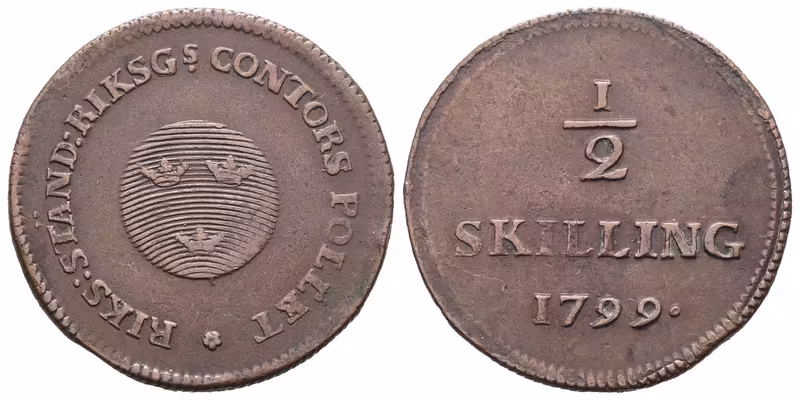 Švédsko, 1/2 Šilinku 1799