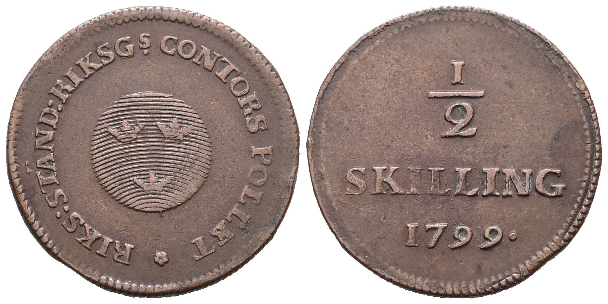 Švédsko, 1/2 Šilinku 1799