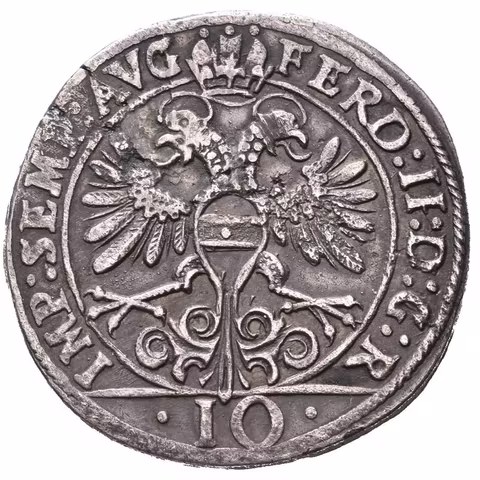 10 Krejcar b.l., KM.119, tmavá patina, pěkně vyražený, vady střížku