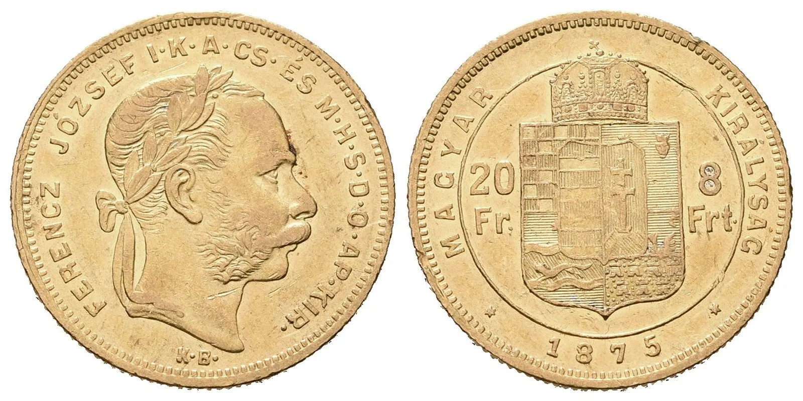 8 Zlatník / 20 Frank 1875 KB
