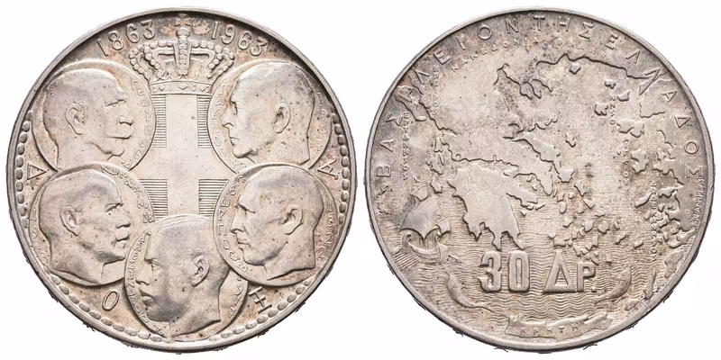 Řecko, 30 Drachma 1963