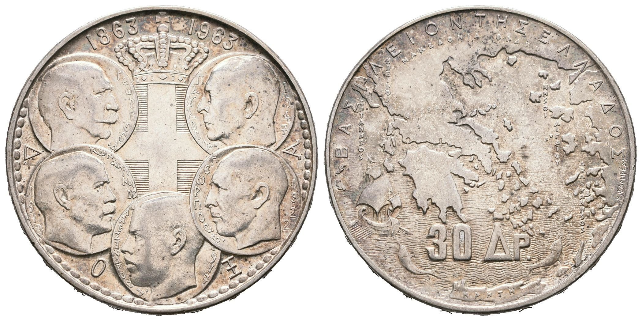Řecko, 30 Drachma 1963