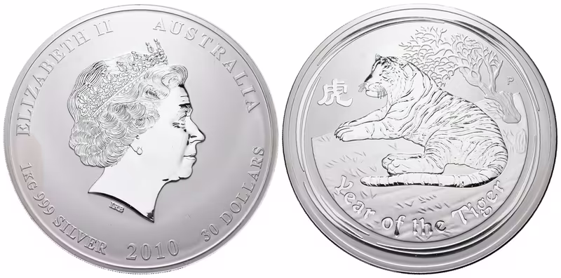 Austrálie, 30 Dollar 2014 - Rok tygra