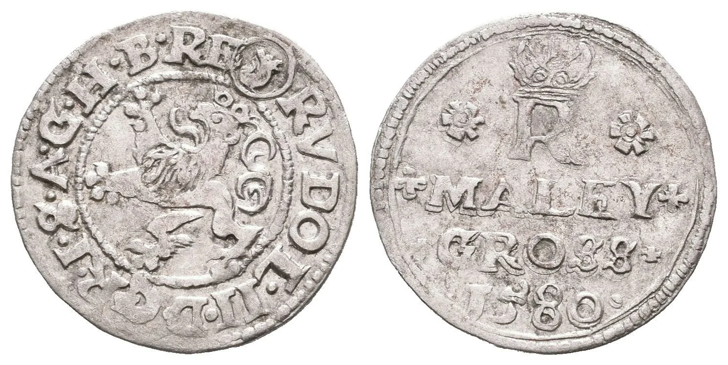 Malý groš 1580, Jáchymov-Kádner, HN.3 (opis 7b), pěkná zachovalost, patina — 1
