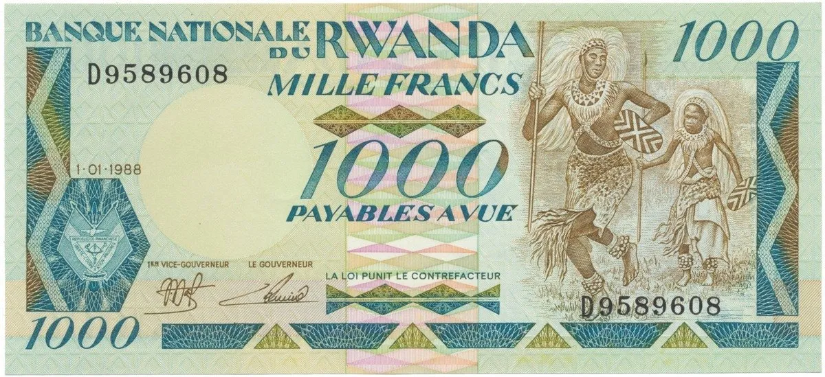 Rwanda, 1000 Francs 1988, P.21a