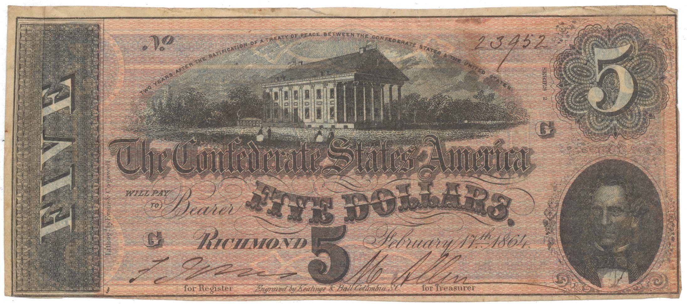 CSA, 5 Dollar 1864, P.67