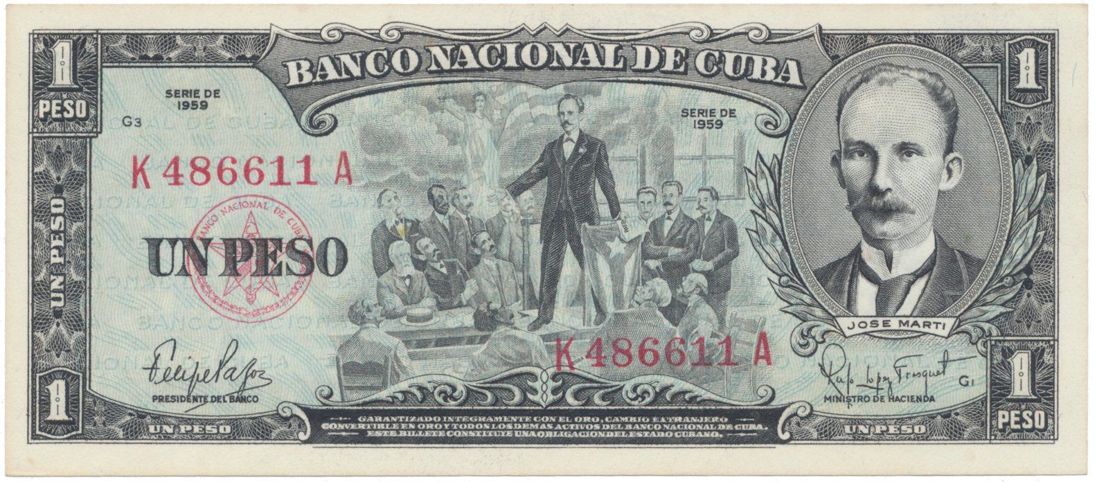 Kuba, 1 Peso 1959, P.90