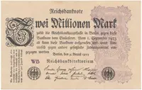Německo, 2 Millionen Mark 1923, Ro.103a