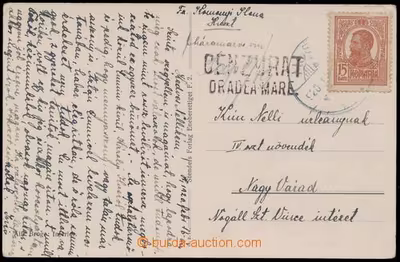 1920 CHUST - OBSAZENÍ RUMUNSKEM pohlednice adresovaná do Nagy Varadu vyfr. rumunskou zn. 15b s DR HUSZT 920 Feb.17., dop