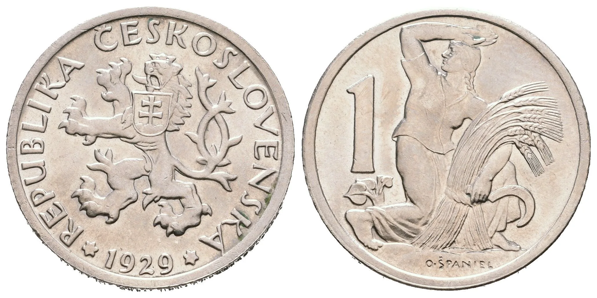 1 Koruna 1929, luxusní zachovalost, ražební lesk, patina — 1