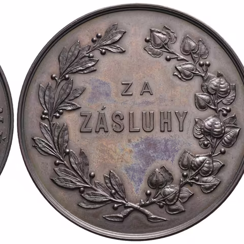 AE Medaile b.l. - Za zásluhy, Královské věnné město Mělník. Bronz 47,5 mm,