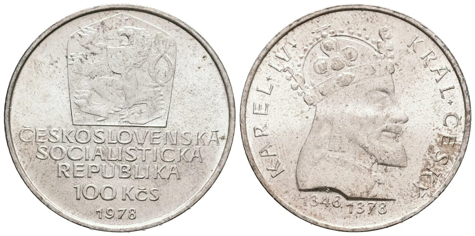 100 Kčs 1978 - Karel IV., lesk, patina — 1