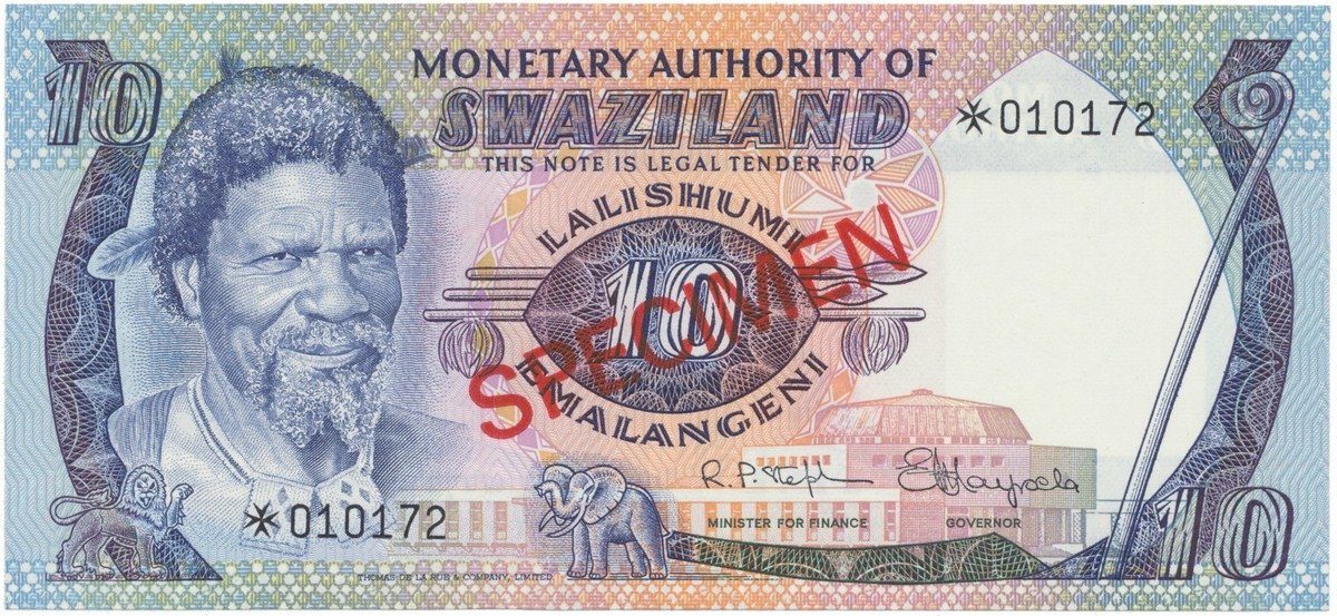Svazijsko, 10 Emalangeni (1974), SPECIMEN, P.4cs