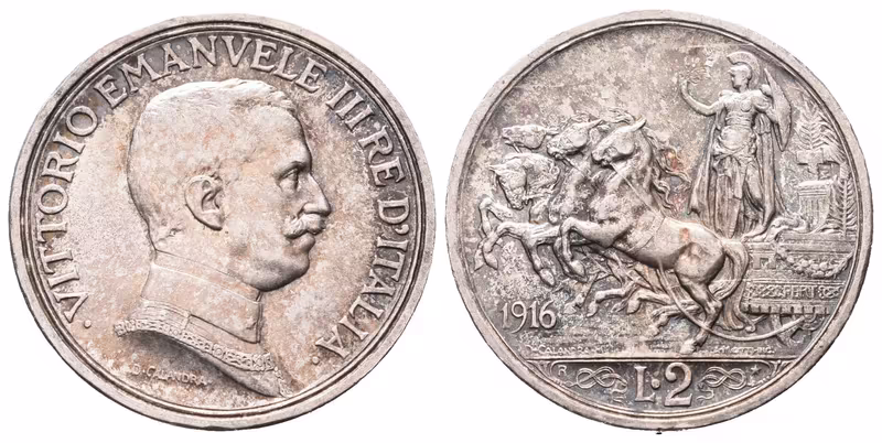 Itálie, 2 Lira 1916 R