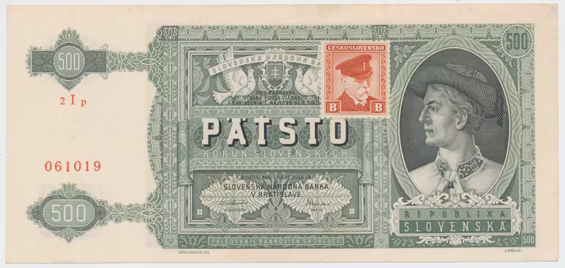 Československo, 500 Koruna 1941/1945, kolkovaná, Hej.64a