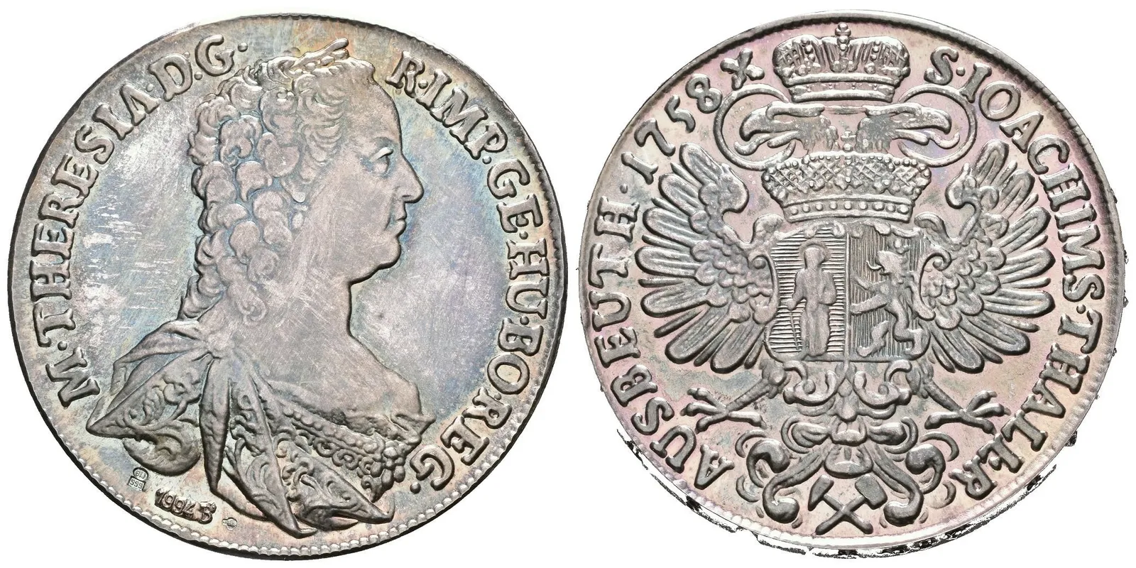 AR Medaile 1994 - Výtěžkový tolar Marie Terezie 1758, Ag 0,999, 41 mm (29,20 g), — 1