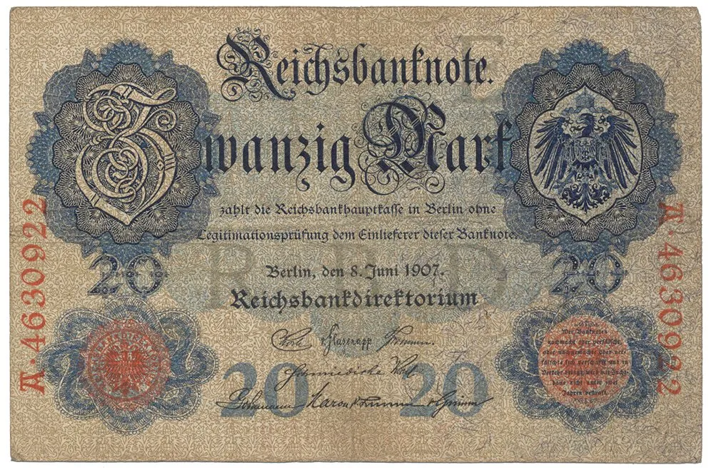 Německo, 20 Mark 1907, Ro.28