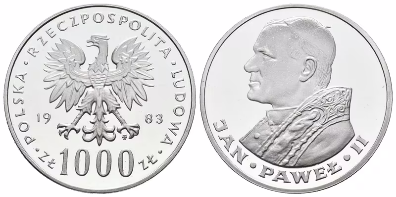Polsko, 1000 Zlotých 1983 - Jan Pavel II.