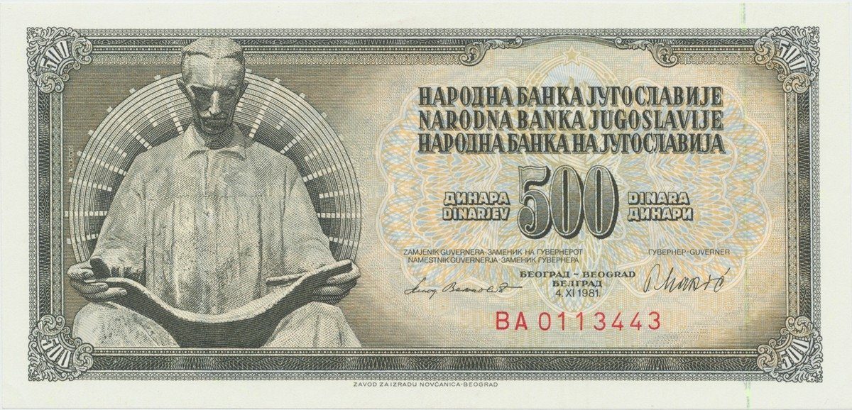 Jugoslávie, 500 Dinara 1981, P.91b