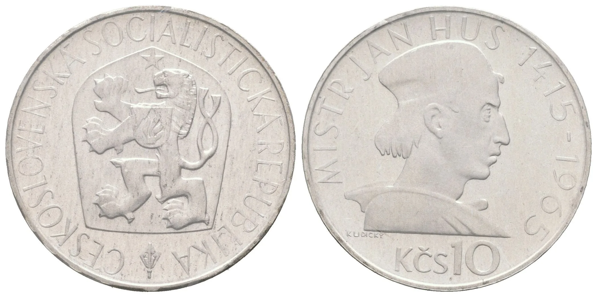 10 Kčs 1965 - Jan Hus, Aurea.111, PROOF, zataveno v plastovém přebalu — 1