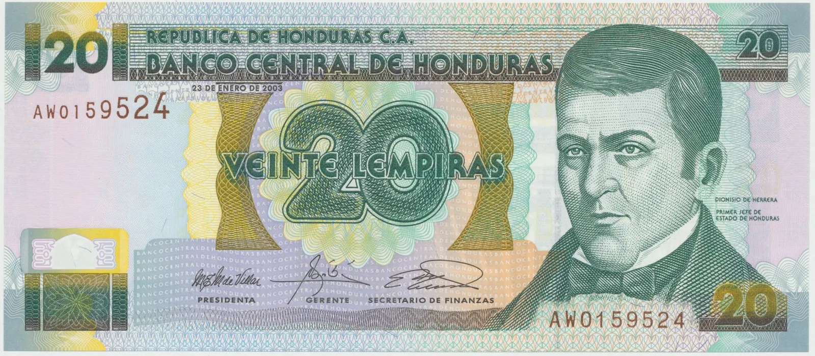 Honduras, 20 Lempiras 2003, P.87b