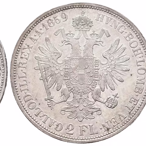 2 Zlatník 1859 B, velmi pěkná zachovalost, lesk na Rv., patina,
