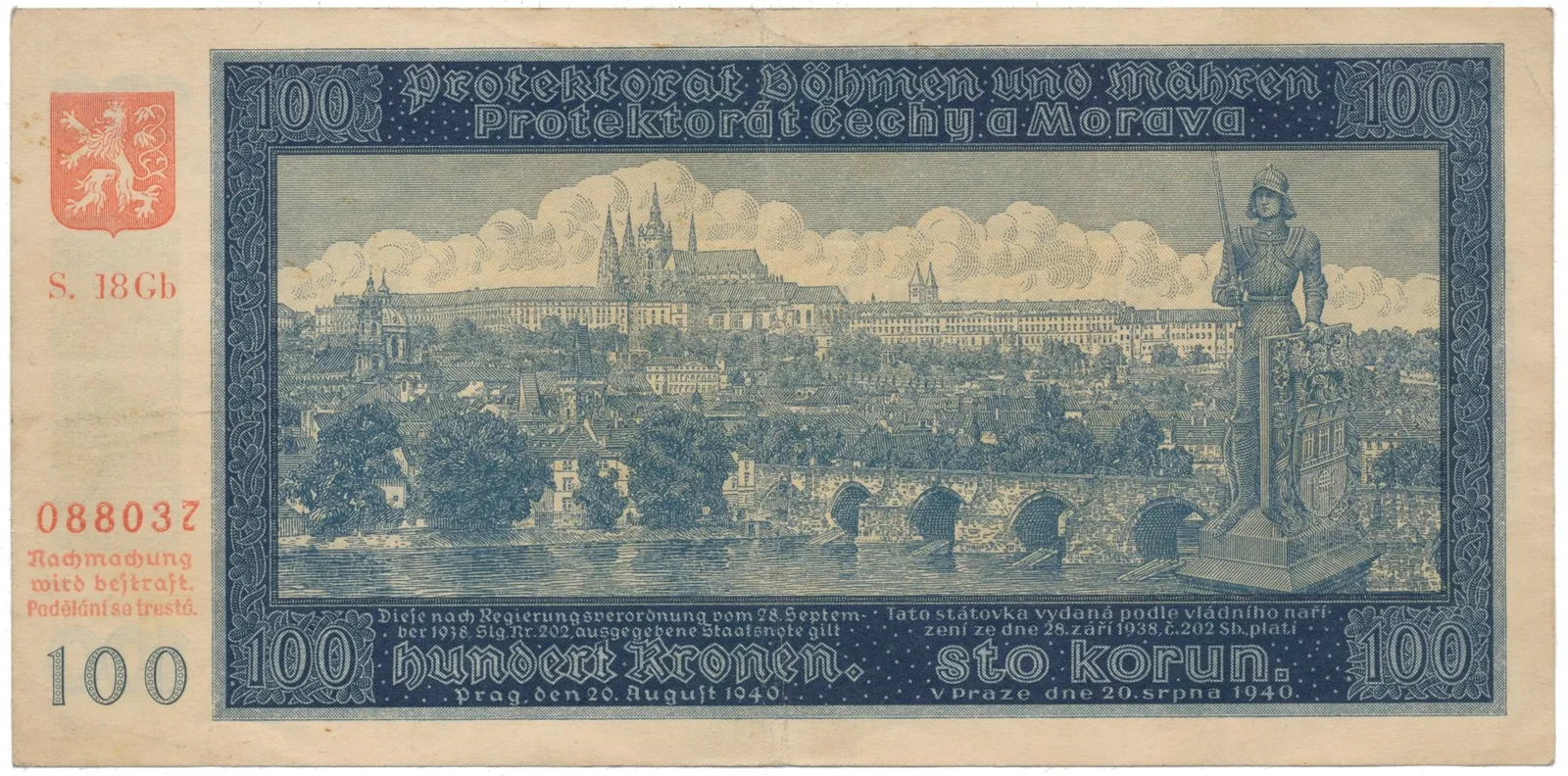 100 Koruna 1940, II. vydání, série Gb, Hej.33b2