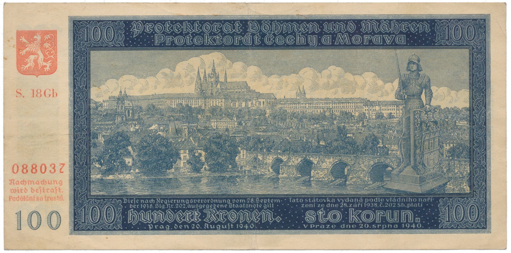 100 Koruna 1940, II. vydání, série Gb, Hej.33b2