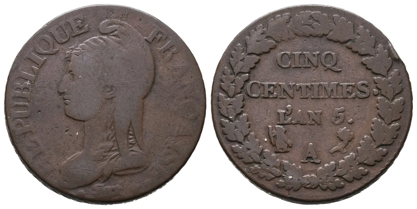 Francie Republika, 5 Centime rok 5 (1796 - 1797) A